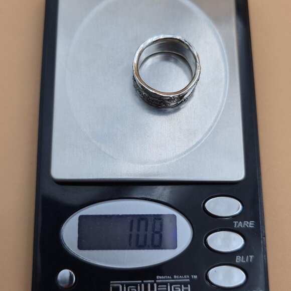 Size 9 Sterling Silver Single Unique Landscape Design Band Ring A5193 - Picture 9 of 9